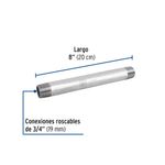 Niple Corrido con Rosca 3/4 Plgx8 Plg de Acero Galvanizado