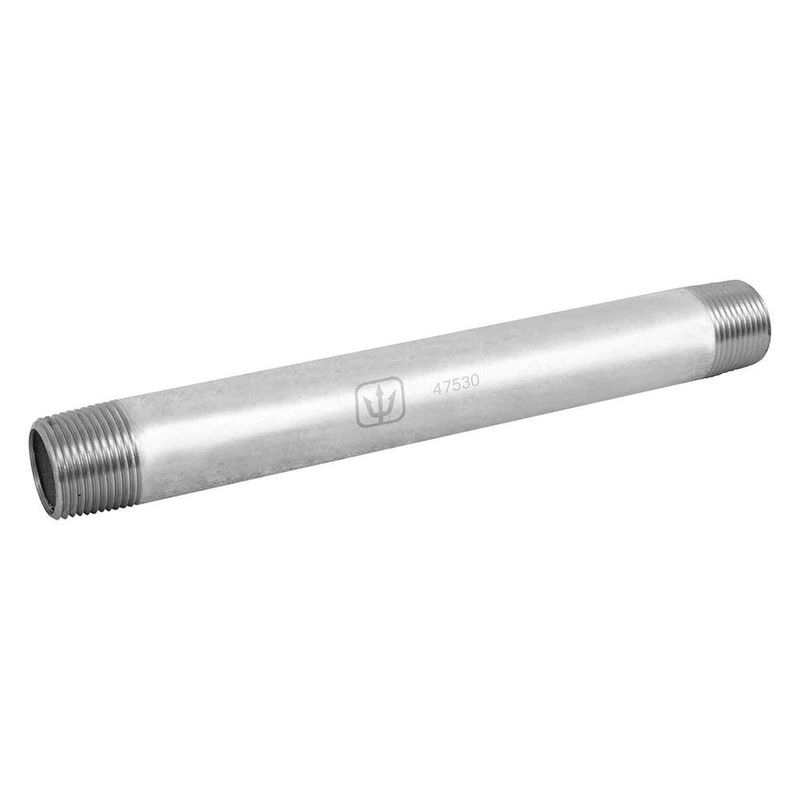 Niple Corrido con Rosca 3/4 Plgx8 Plg de Acero Galvanizado