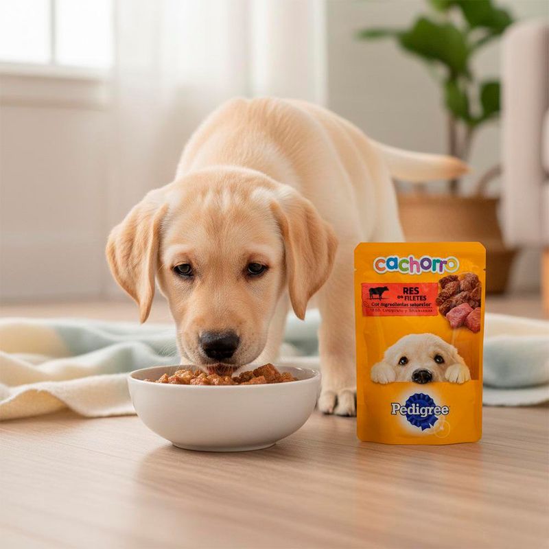 Alimento Húmedo para Perro Cachorro Raza Pequeña Filetes de Res en Salsa 100 Grs