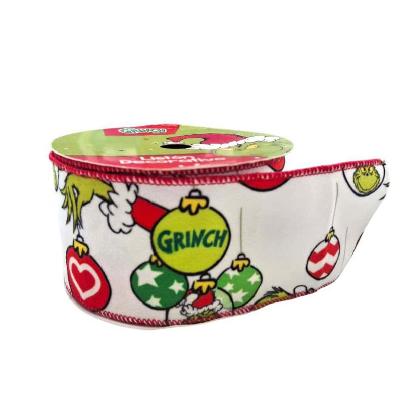 Listón Navideño de 6.35 cm x 5 m Diseño del Grinch