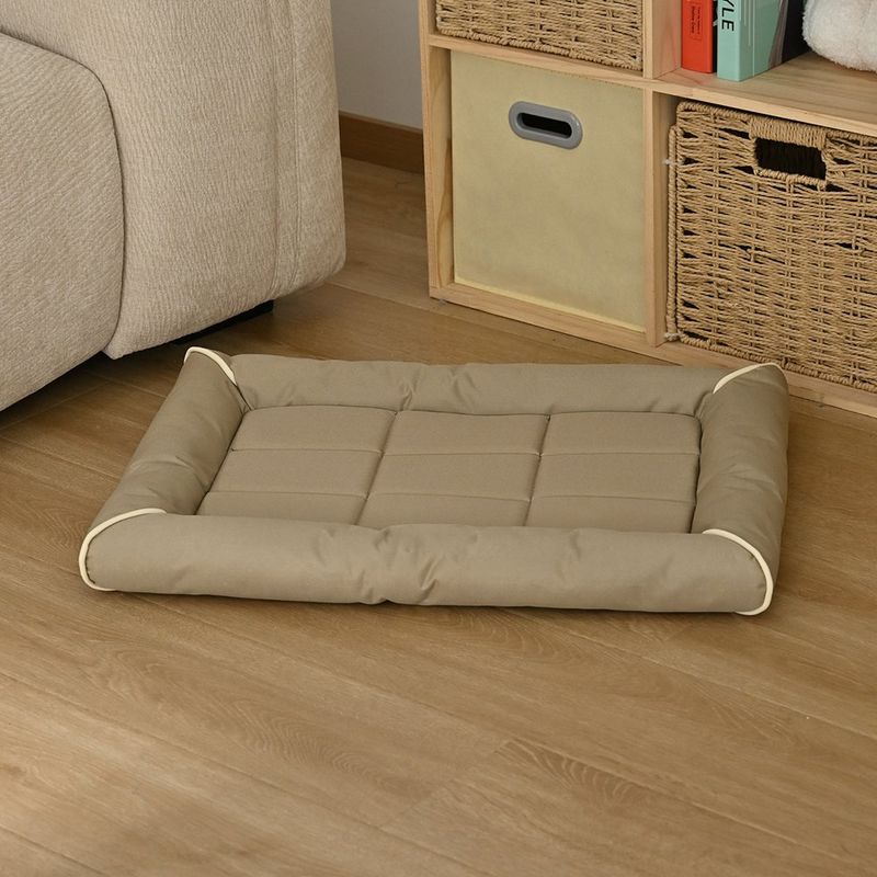 Cama para Perro Rectangular Acolchada Beige Talla S