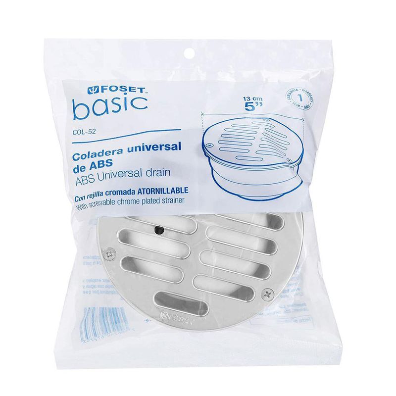 Coladera con Rejilla 5 Plg Plástico con Acabado Cromado