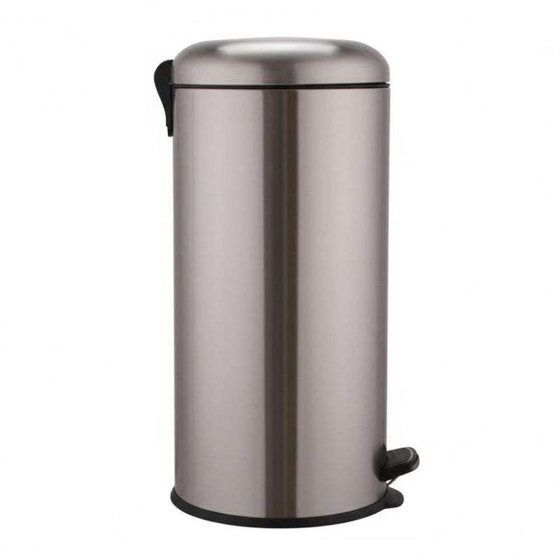 Basurero Sistema Pedal de Metal Plateado 30 L