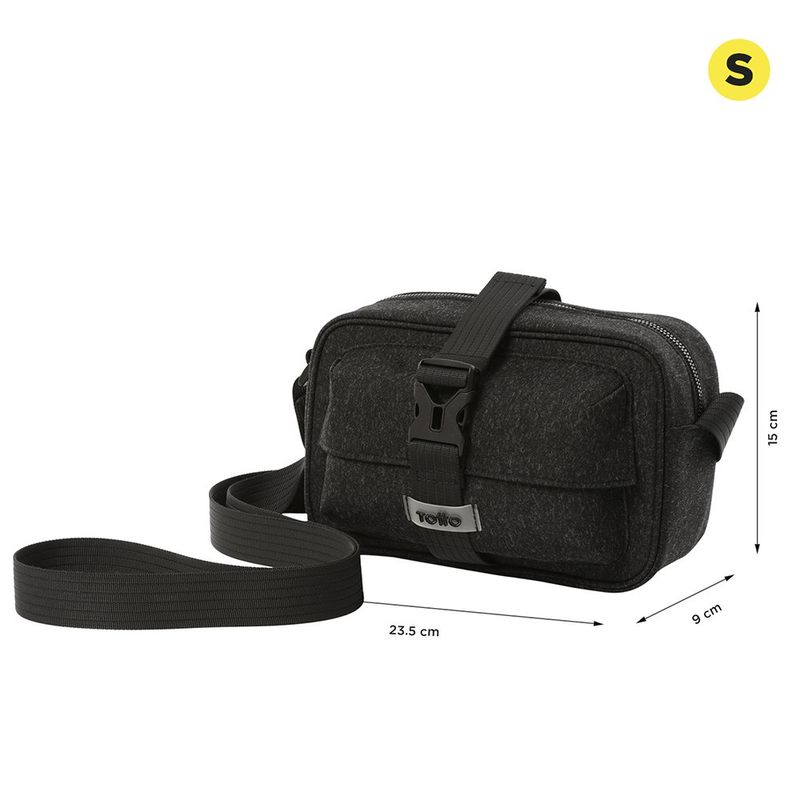 Bolso Cruzado Crossbody Negro Knit Rectangular