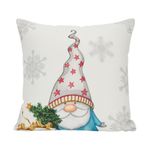 Cojín Navideño con Gnomo y Copos de Nieve