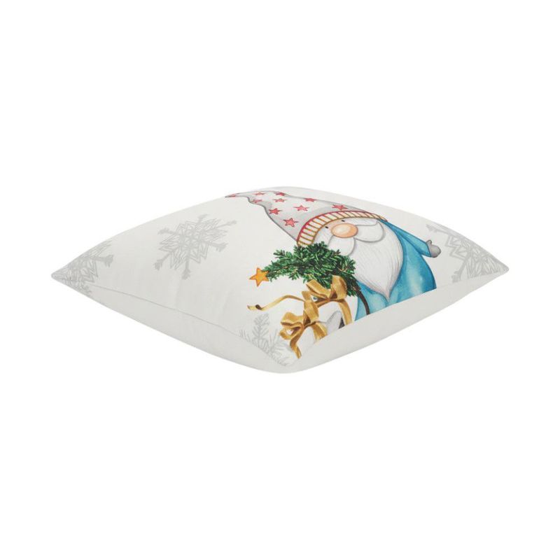 Cojín Navideño con Gnomo y Copos de Nieve