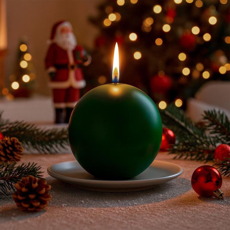Vela Esférica Verde Extra Grande para Navidad