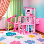 Casa de Muñecas de 3 Pisos con Tobogán y Piscina