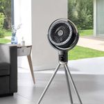 Ventilador Gris con Cabezal Giratorio 3D