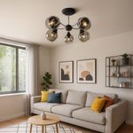 Lámpara Colgante Cromo y Negro 5 Luces E27 40 W