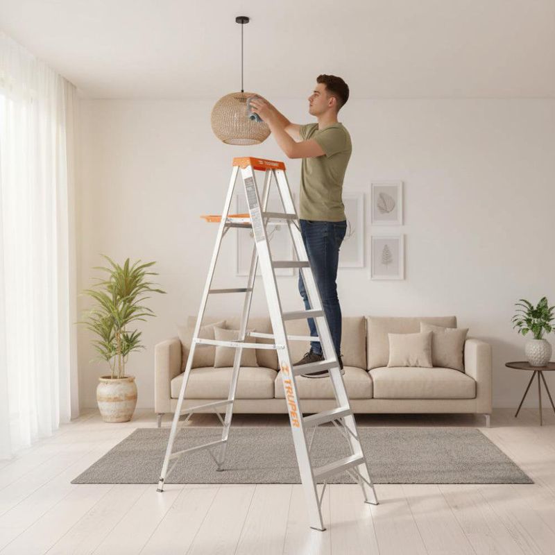 Escalera de Tijera de Aluminio 6 Peldaños Capacidad 175 kg