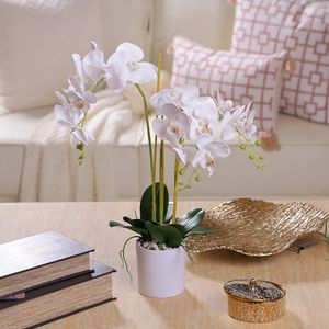 Orquídea Blanca Artificial en Maceta Decorativa Blanca