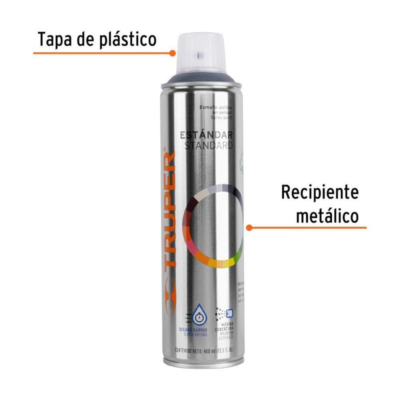 Pintura en Spray Color Gris Acero de 400 Ml
