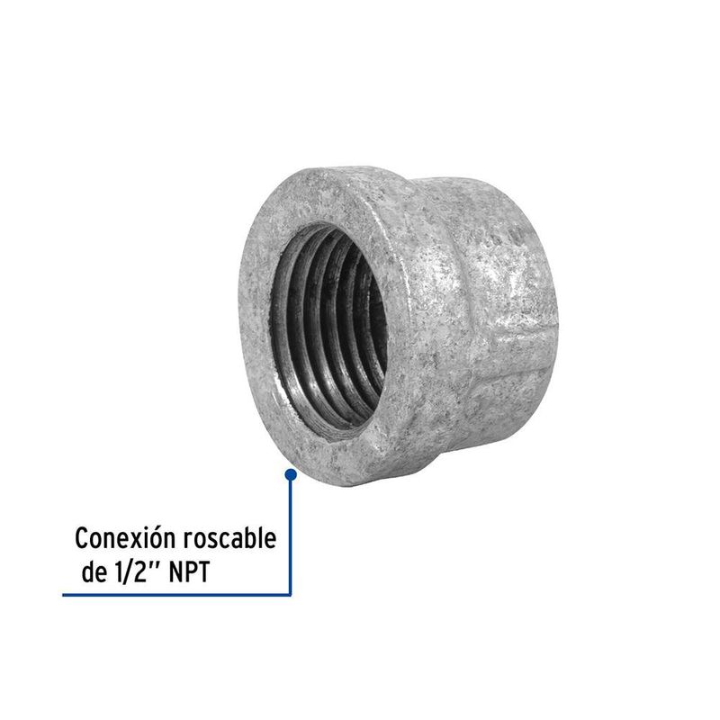 Tapón Hembra de Acero Galvanizado 1/2 Plg con Rosca