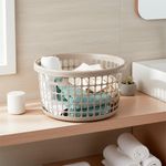 Cesta Redonda sin Tapa de Plástico 32 L Color Beige