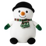 Peluche de Muñeco de Nieve Navideño 30 cm para Niños Color Blanco y Negro