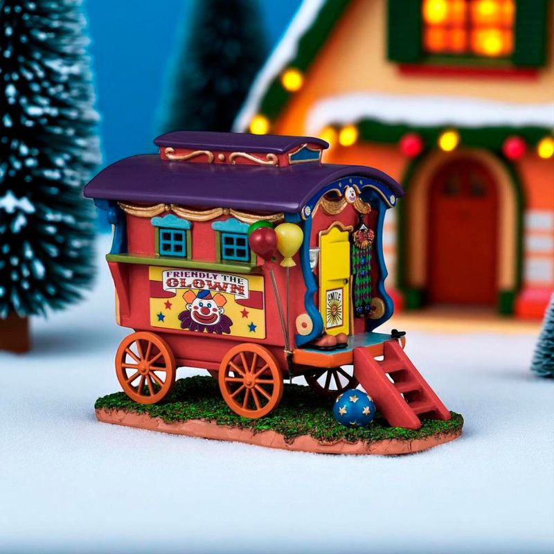 Figura Camper del Payaso Amigable para Villa Navideña