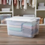 Caja Organizadora Ultra de 66 L Transparente con Tapa Blanca y Clip Negro
