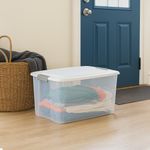 Caja Organizadora Ultra de 66 L Transparente con Tapa Blanca y Clip Negro