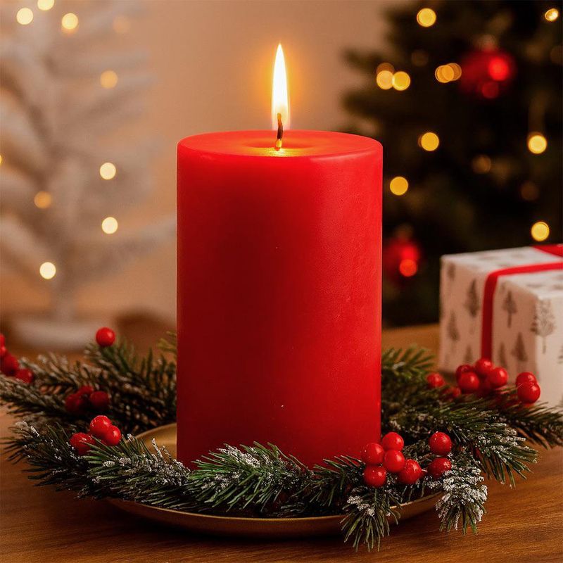 Vela Cilíndrica Alta Roja con Aroma