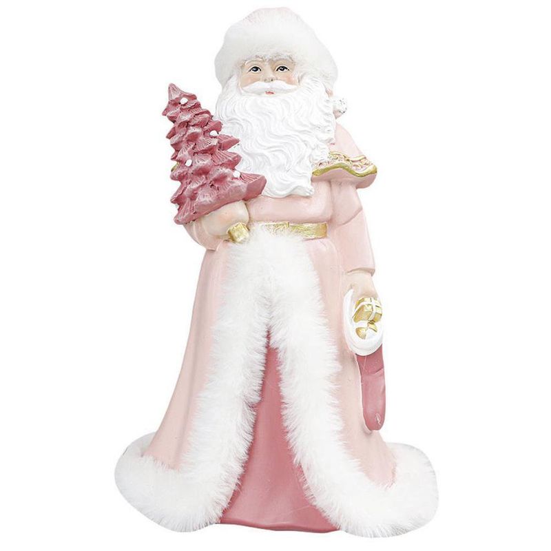 Figura Decorativa de Santa Rosado con Árbol