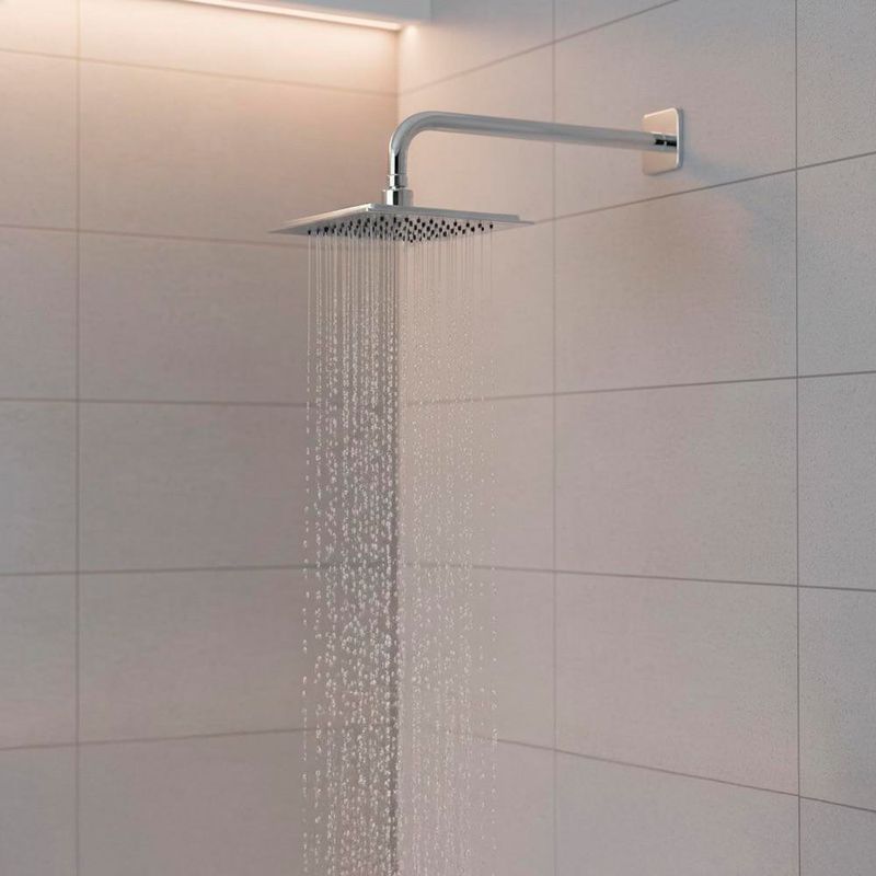 Regadera Fija Cuadrada con Brazo Riviera Cromo 9 Plg