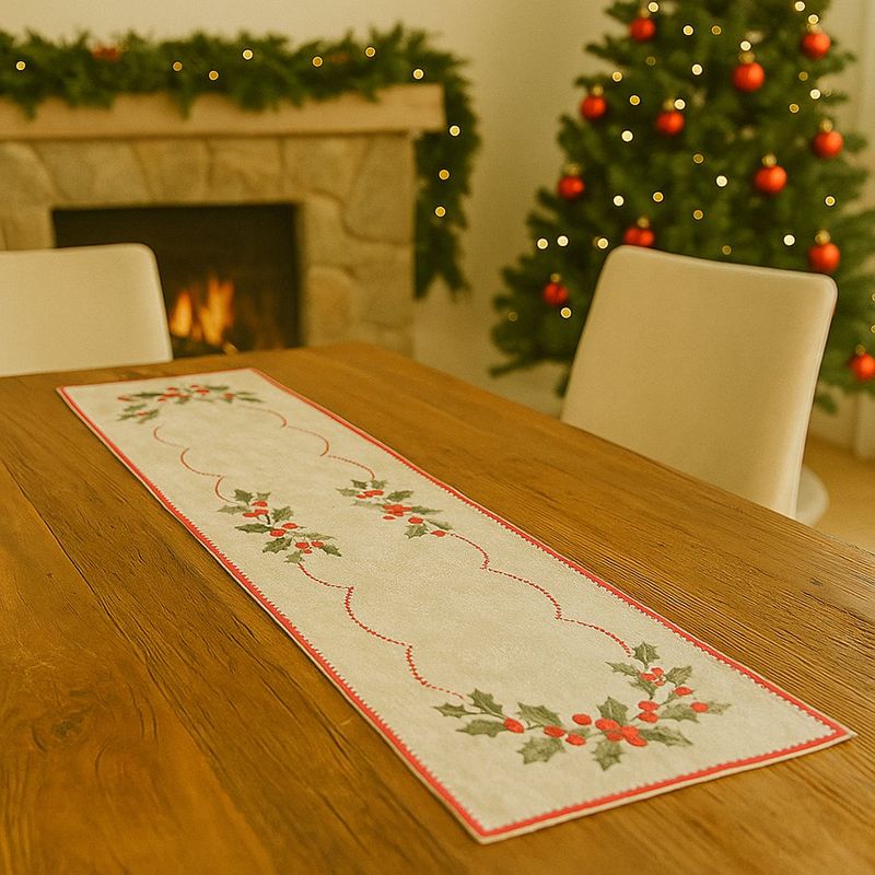 Camino de Mesa Navideño Muérdago Beige 40 x 135Cm