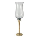 Candelero de Vidrio con Base Dorada