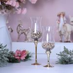 Candelero de Vidrio con Base Dorada