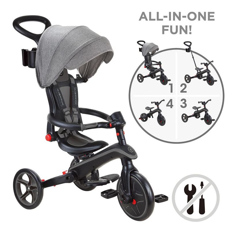Triciclo Explorador Plegable 4 en 1 Gris