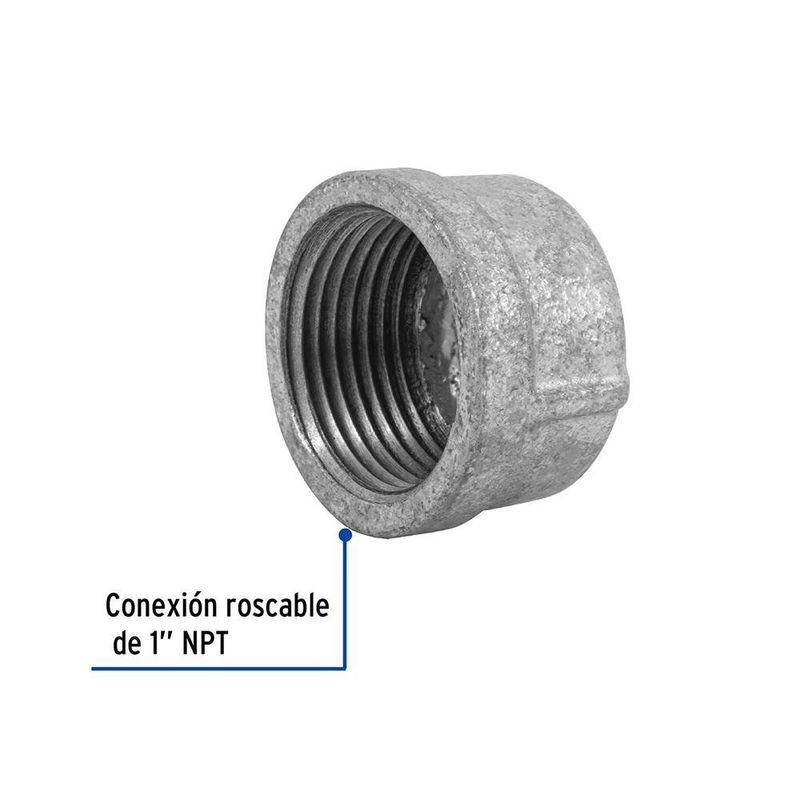 Tapón Hembra de Acero Galvanizado 1 Plg con Rosca