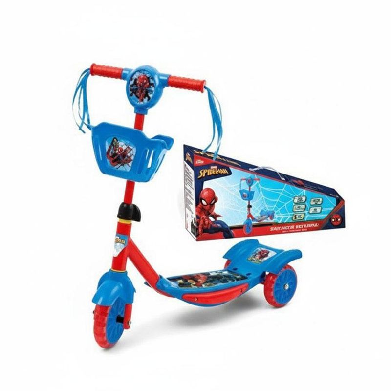 Monopatín de 3 Ruedas con Canasta Diseño Spider Man