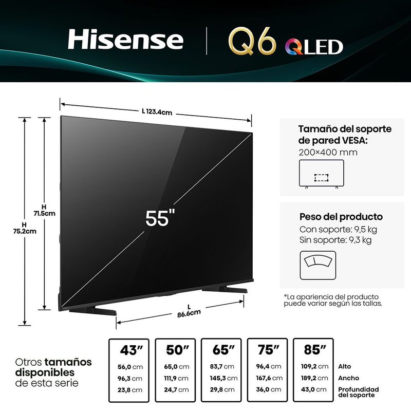 Televisor Smart QLED Ultra HD 4K de 55 Plg