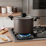 Olla Alta Paris con Tapa de 26 Cm Color Negro Mate