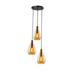 Lámpara de Colgar 3 Luces Ámbar con Acabado Oro Bronce