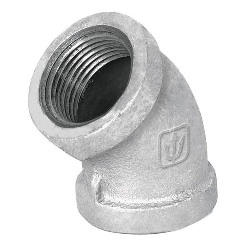 Codo 45° de Acero Galvanizado con Rosca 2 Plg