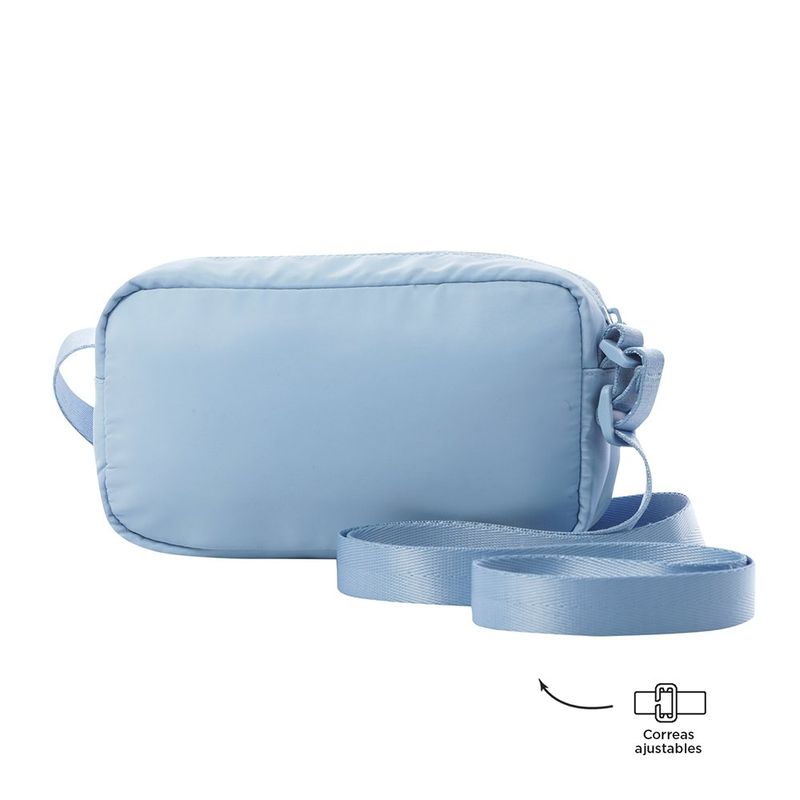 Bolso Cruzado Crossbody Celeste Bombo Rectangular Pequeño