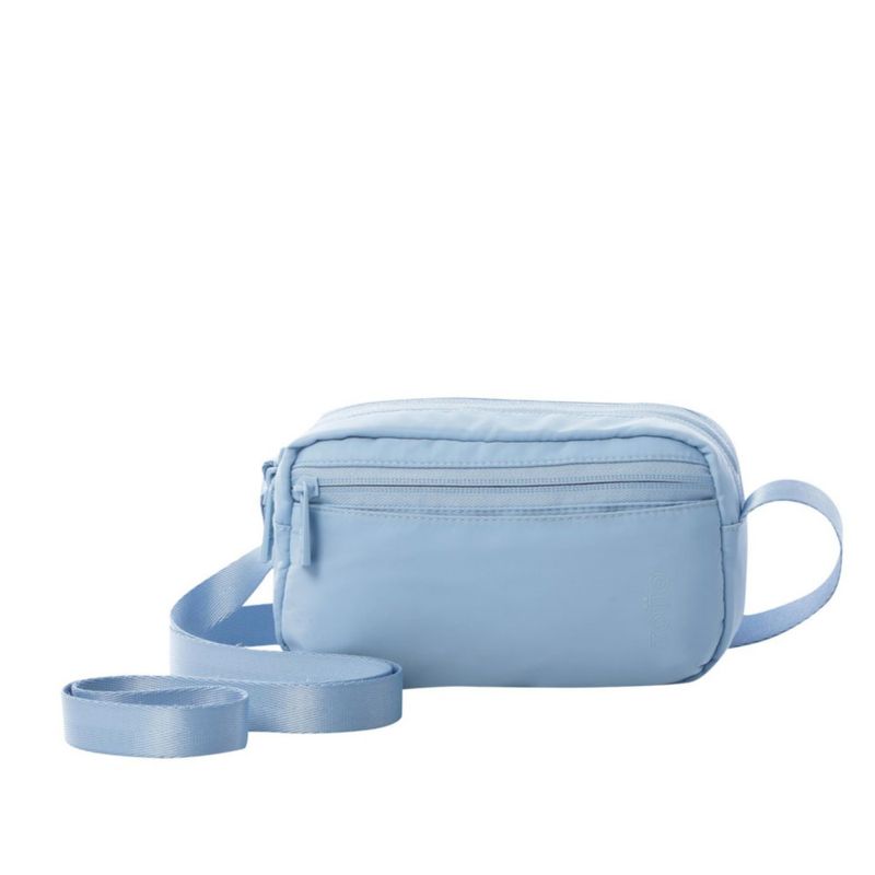 Bolso Cruzado Crossbody Celeste Bombo Rectangular Pequeño