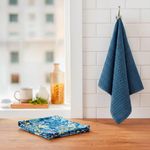 Set de 2 Toallas de Cocina Diseño Floral Azul