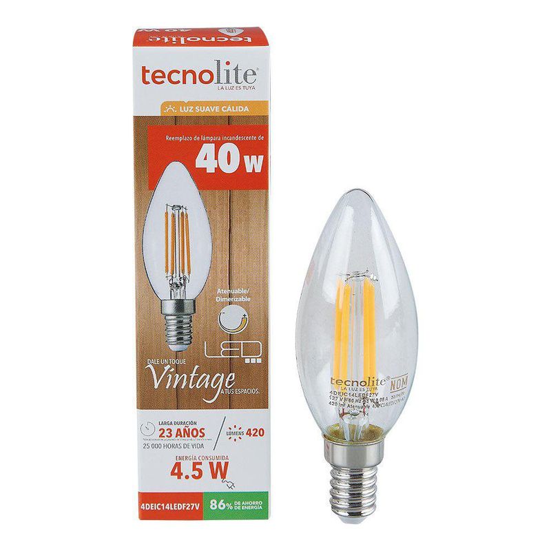 Bombilla Torpedo LED E-14 de 4.5 W