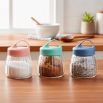 Set de 3 Frascos de Vidrio con Tapa Colores Surtidos