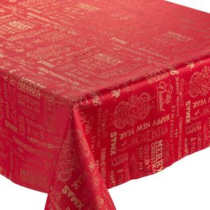 Mantel Navideño Rojo y Dorado Mediano 180 X 240 Cm
