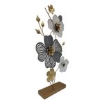 Arreglo Floral Metálico Gris y Blanco con Detalles Dorados