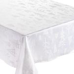 Mantel Rectangular Blanco con Diseño de Árboles Navideños