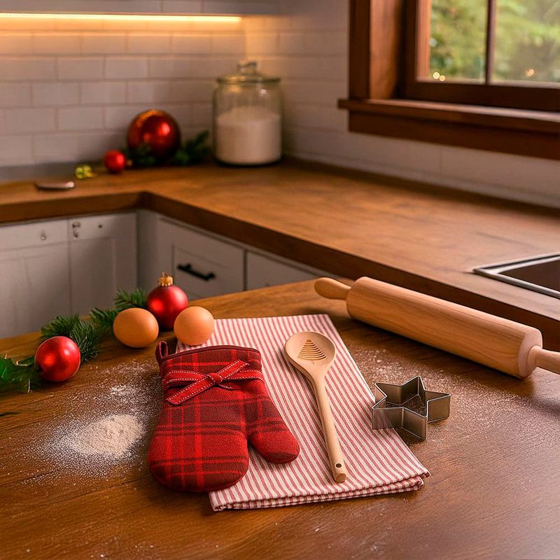 Set de 4 Piezas de Cocina Navideño Rojo