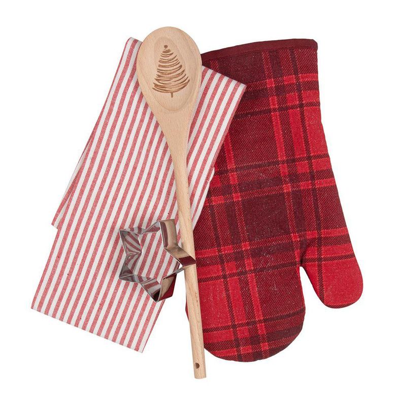 Set de 4 Piezas de Cocina Navideño Rojo