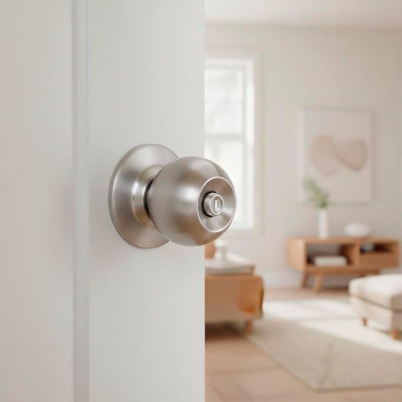 Cerradura Cilindro Esfera Dormitorio Cromo Mate