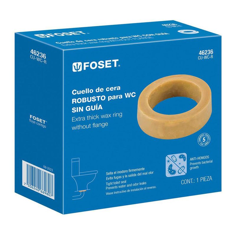 Cuello de Cera para Inodoro Robusto Sin Guía