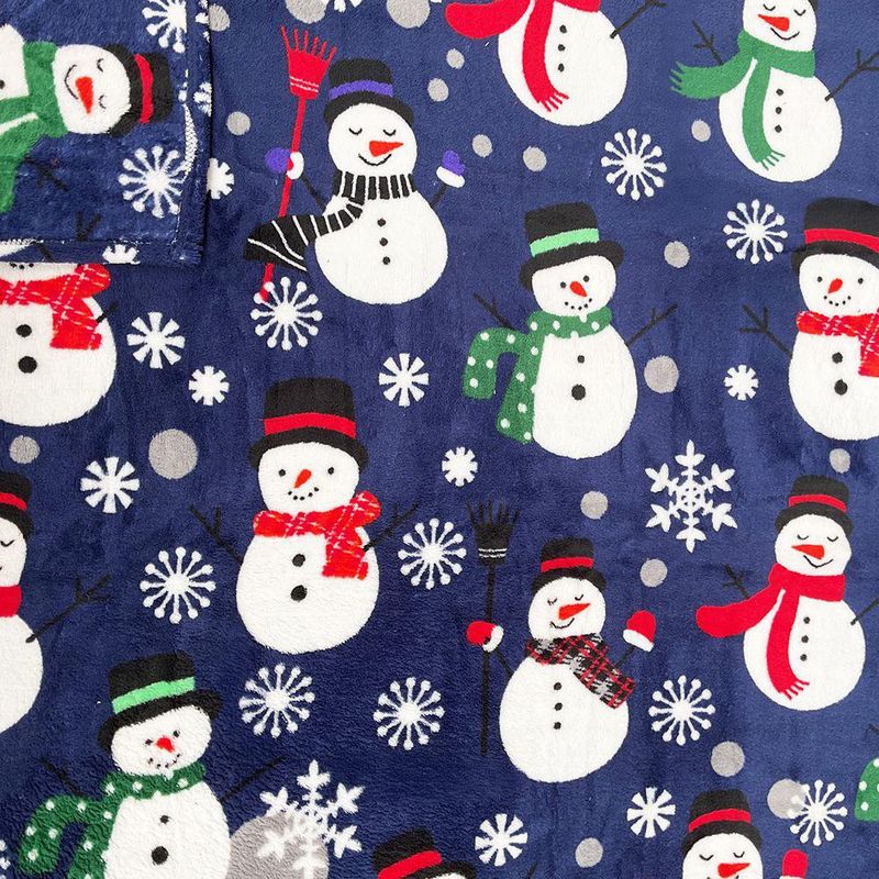 Manta Decorativa Azul Muñeco de Nieve 127x152 cm