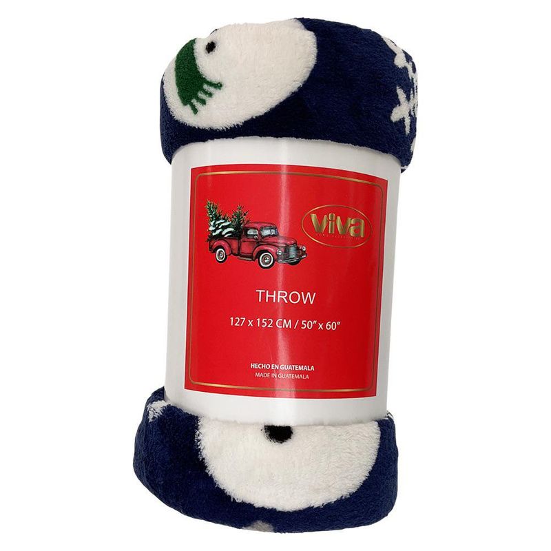 Manta Decorativa Azul Muñeco de Nieve 127x152 cm